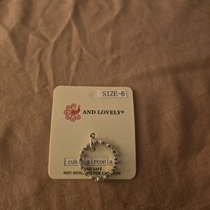 Silver Zirconia Ring Size 6